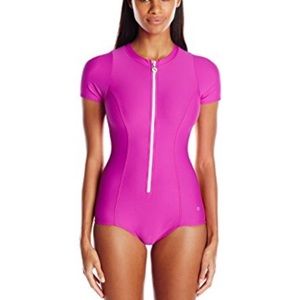 black zipper swimsuit